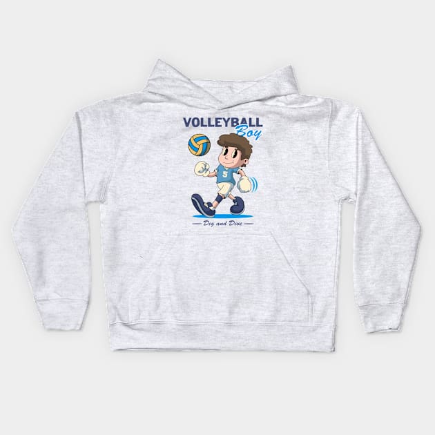 Funny Volleyball Boy Kids Hoodie by milatees